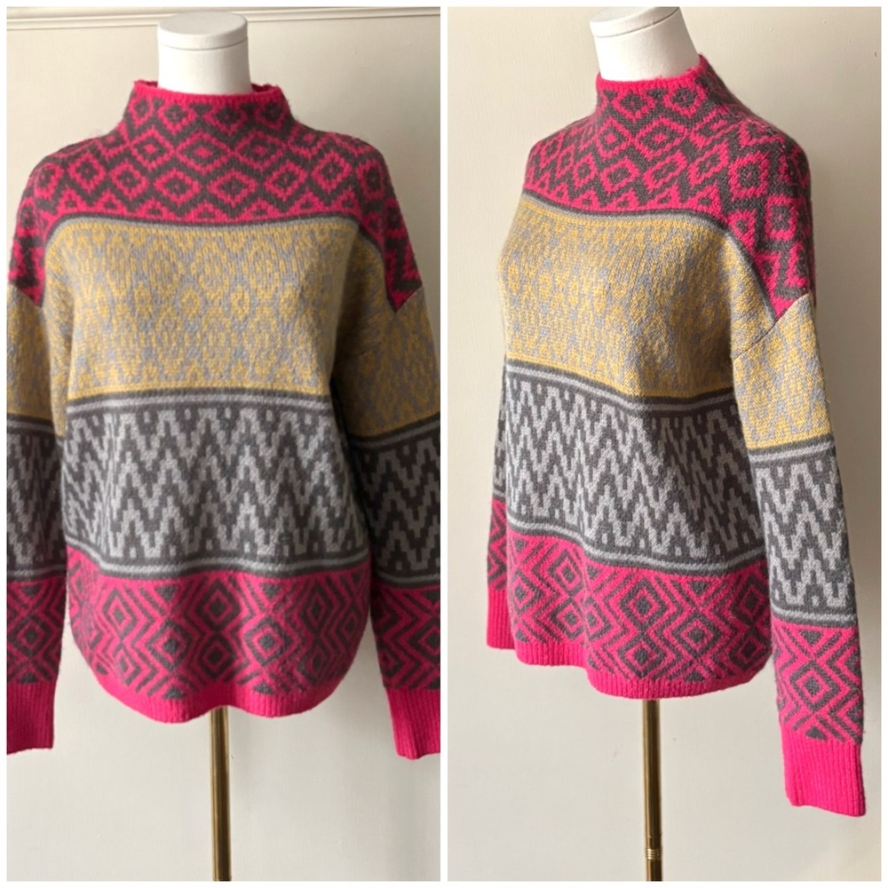 Artisan NY Multicolour‎ Printed Bright Colour Block Mohair & Wool Blend Sweater
